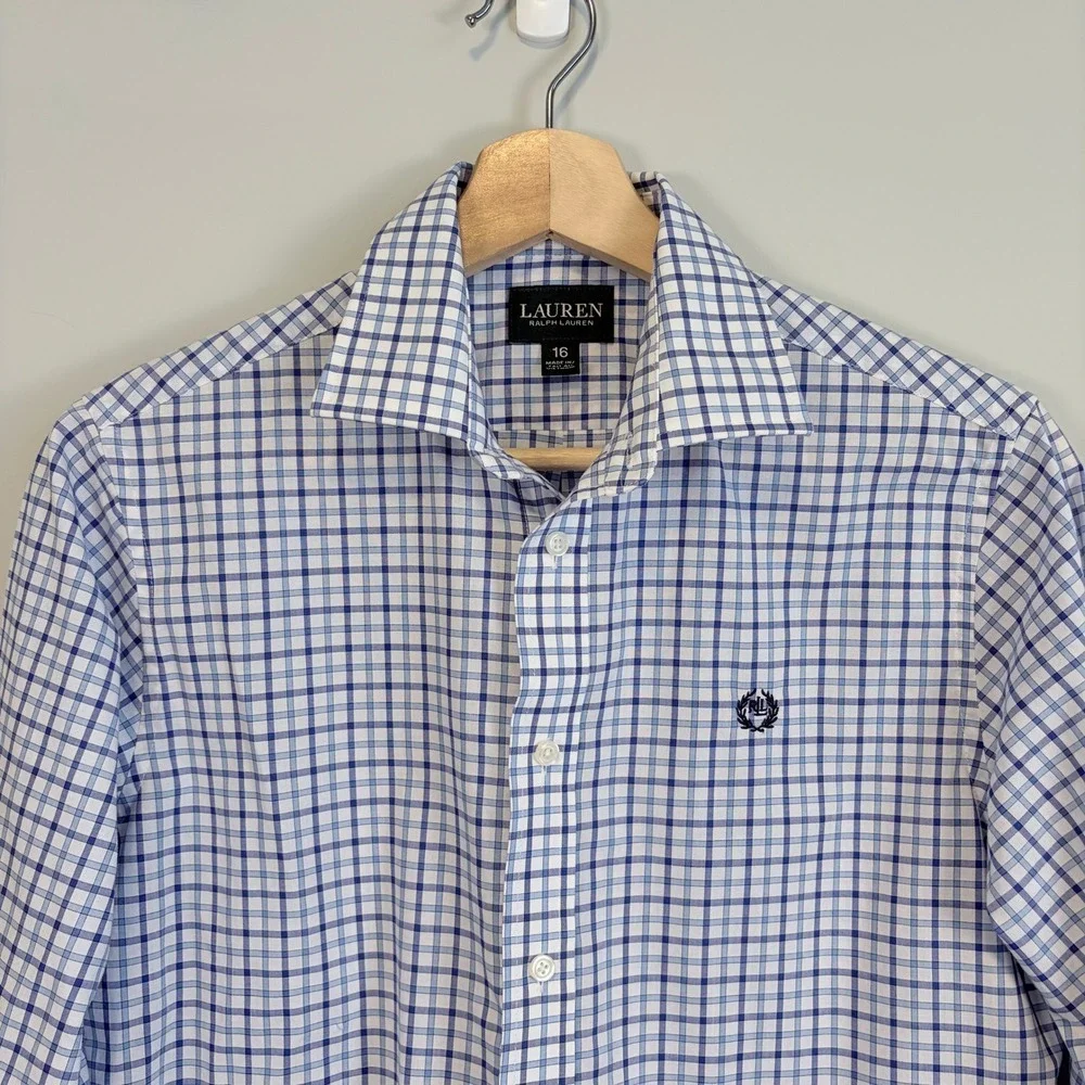 Lauren Ralph Lauren Button Down Top Plaid Preppy Old Money Nautical Women's M - Picture 4 of 13